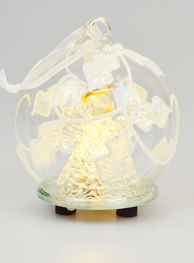 Adorno navideño de cristal con ángel iluminado - 8 cm (pic 3)