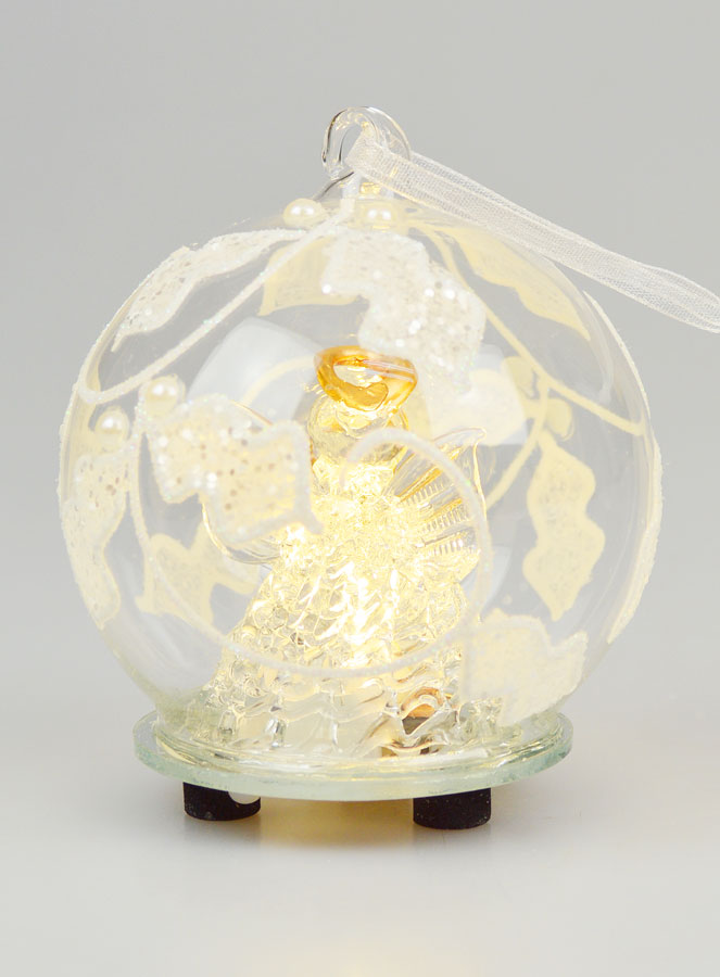 Adorno navideño de cristal con ángel iluminado - 8 cm (pic 4)