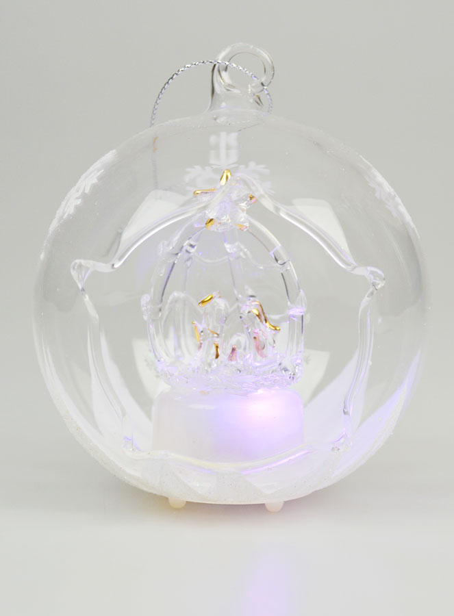 Adorno navideño de cristal iluminado de 10 cm - Natividad (pic 1)