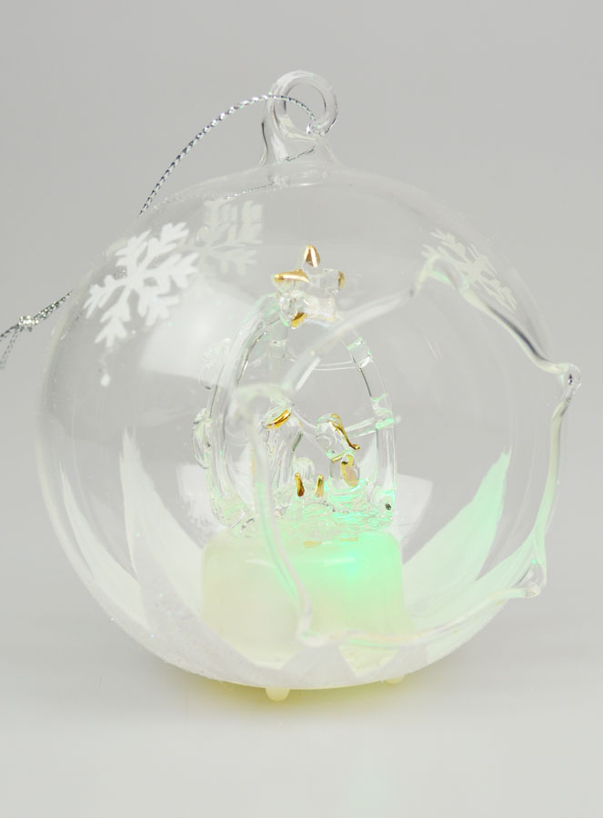 Adorno navideño de cristal iluminado de 10 cm - Natividad (pic 2)
