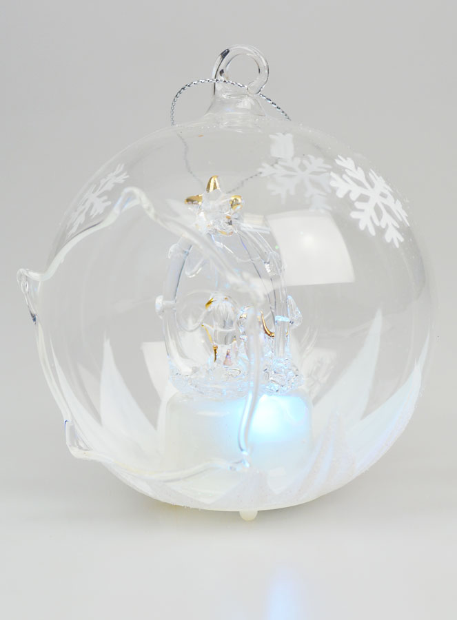 Adorno navideño de cristal iluminado de 10 cm - Natividad (pic 3)