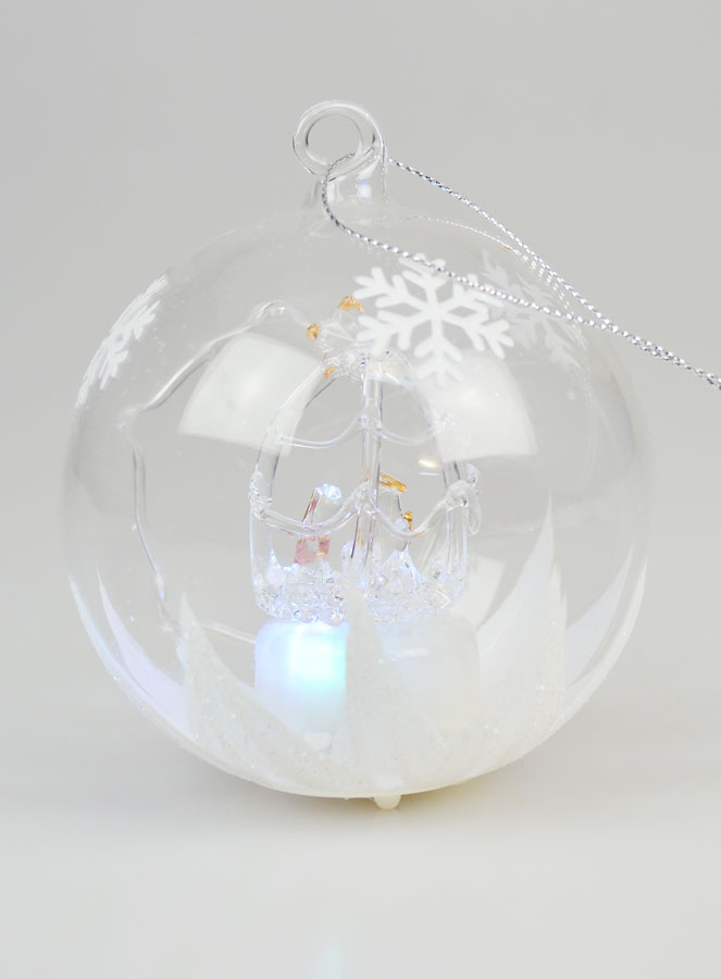 Adorno navideño de cristal iluminado de 10 cm - Natividad (pic 4)
