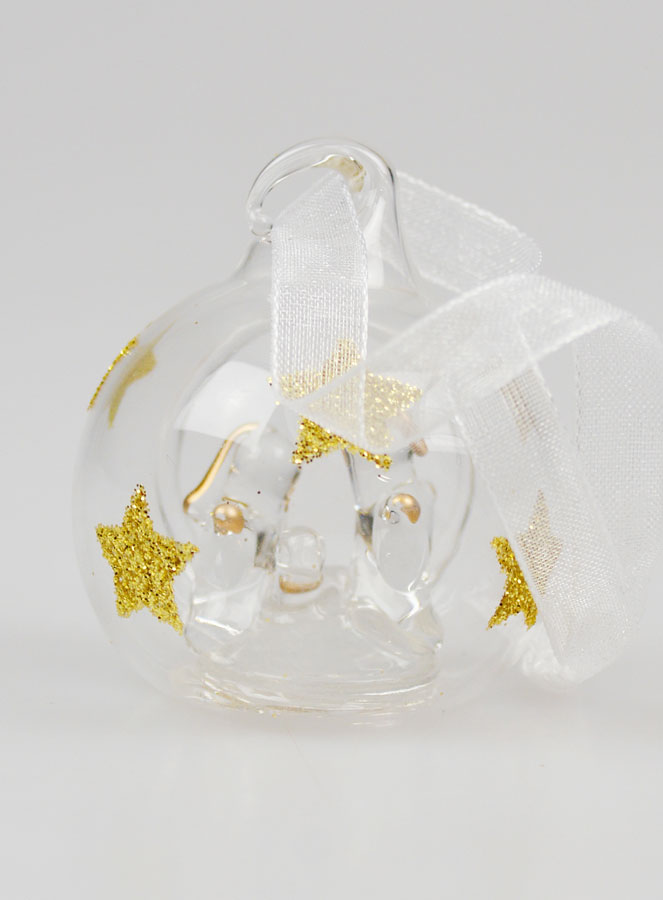 Adorno navideño de cristal con la Sagrada Familia - 4 cm (pic 4)