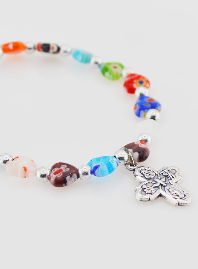 Pulsera religiosa con cruz - Cuentas en forma de corazón (pic 3)