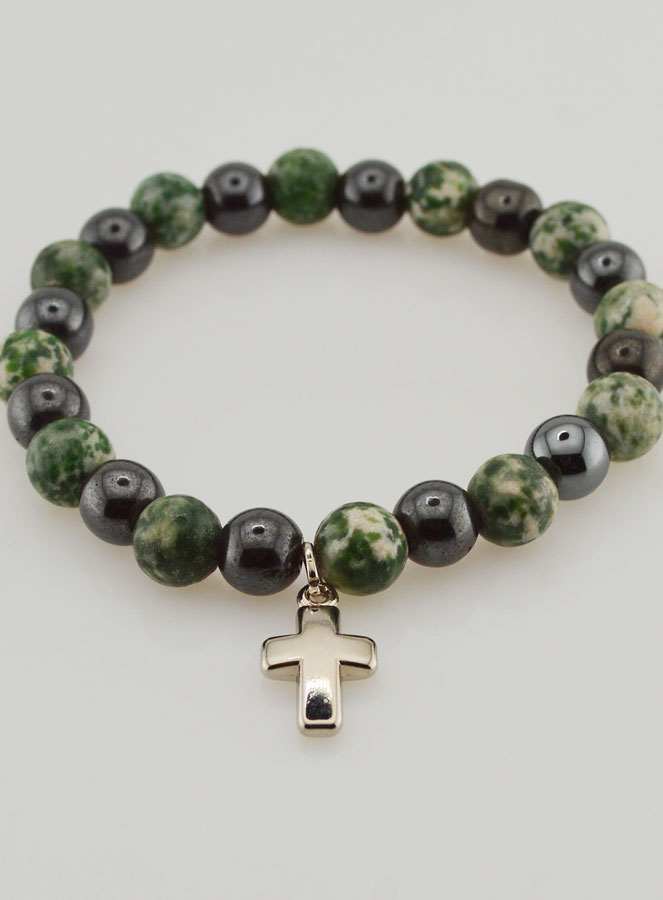 Pulsera de Piedras Naturales - Ágata Arbórea y Hematita 8mm (pic 2)