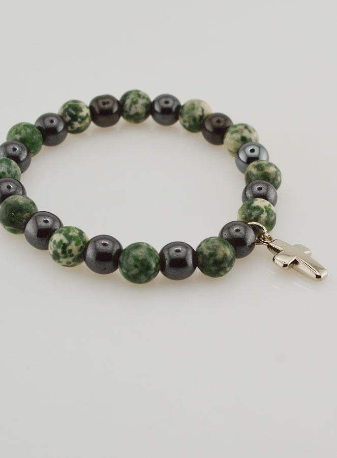 Pulsera de Piedras Naturales - Ágata Arbórea y Hematita 8mm (pic 4)