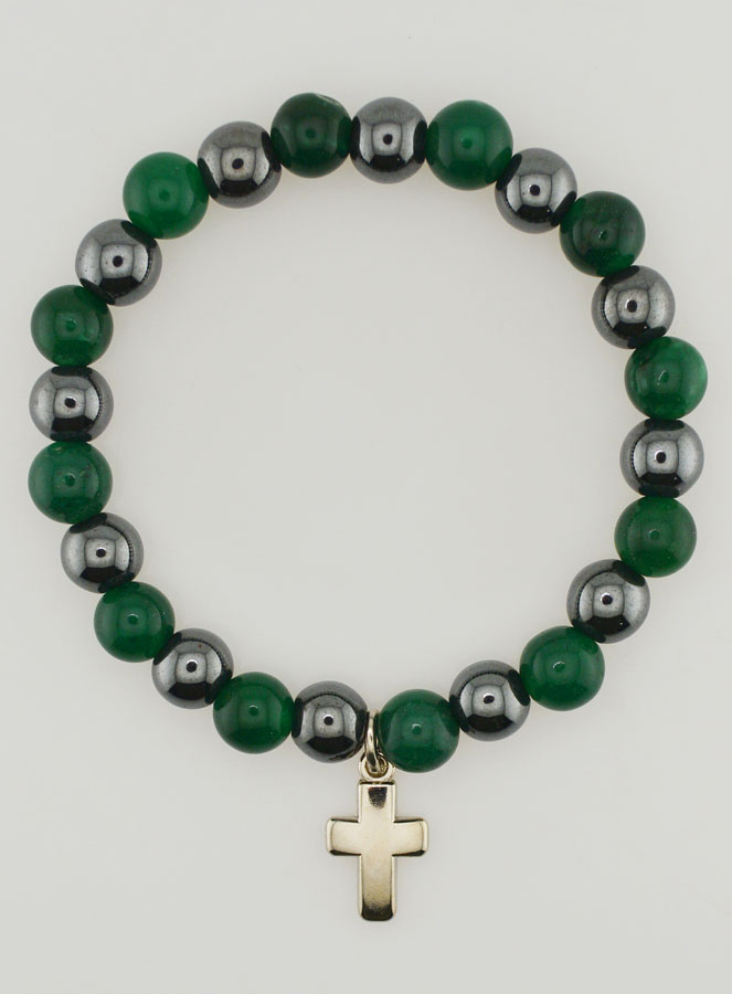 Pulsera de Piedras Naturales - Ágata Verde y Hematita 8mm (pic 1)