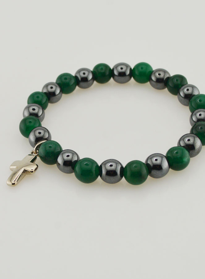 Pulsera de Piedras Naturales - Ágata Verde y Hematita 8mm (pic 3)