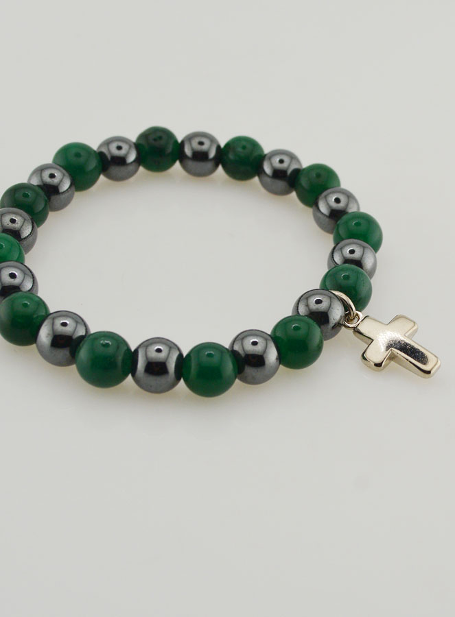 Pulsera de Piedras Naturales - Ágata Verde y Hematita 8mm (pic 4)