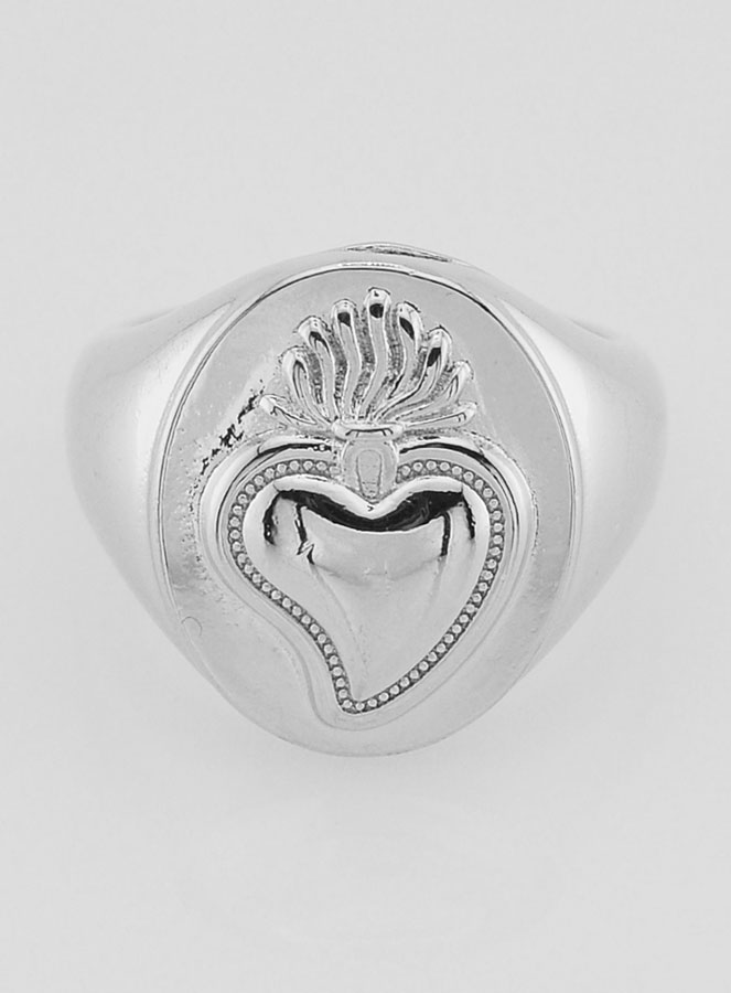 Anillo de sello Ex Voto en latón plateado ajustable (pic 1)