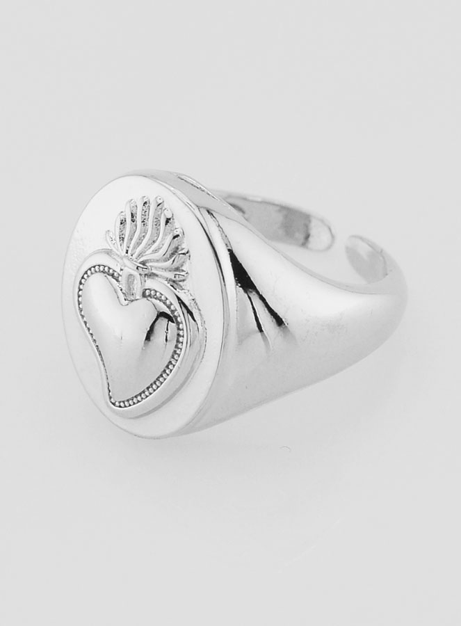 Anillo de sello Ex Voto en latón plateado ajustable (pic 3)