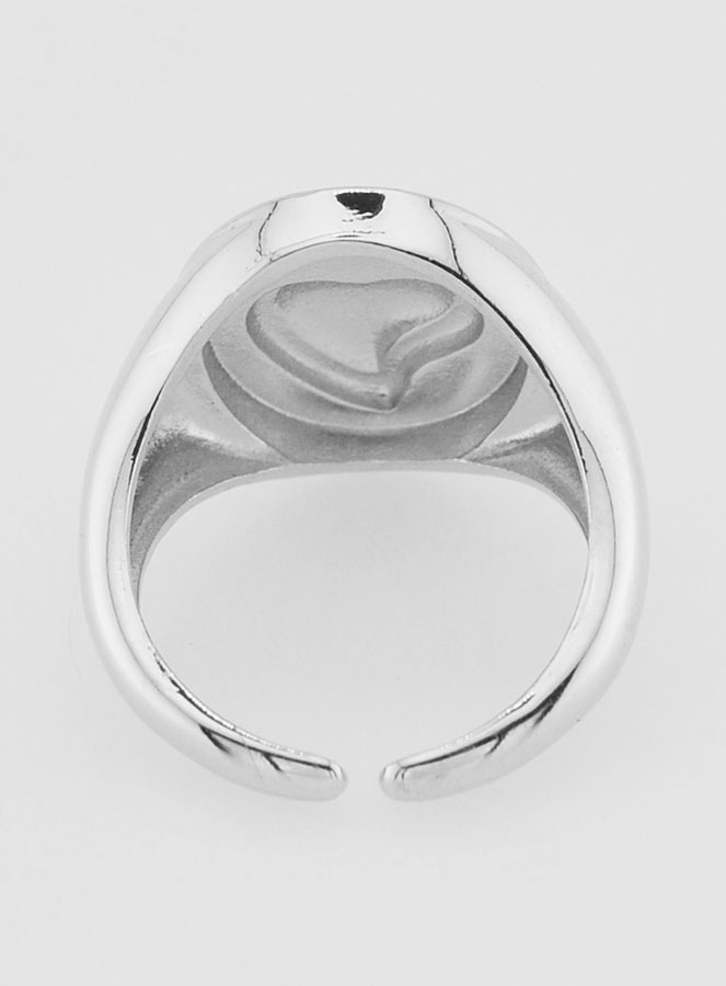 Anillo de sello Ex Voto en latón plateado ajustable (pic 4)