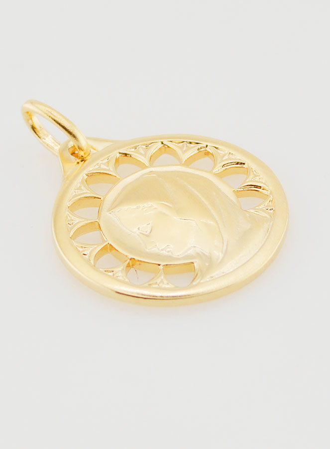 Medalla de la Virgen María calada y chapada en oro - 20 mm (pic 3)