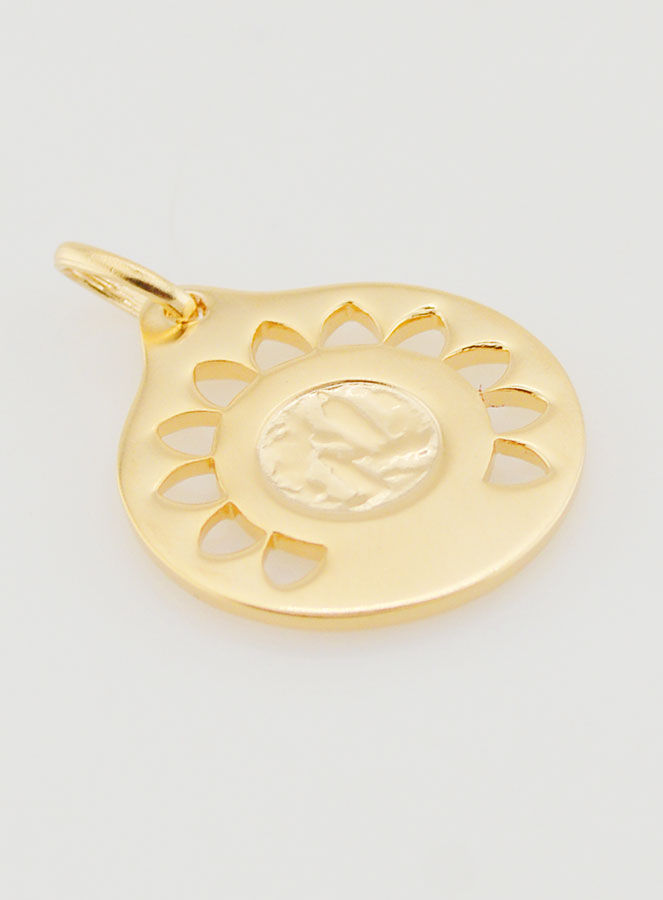 Medalla de la Virgen María calada y chapada en oro - 20 mm (pic 4)