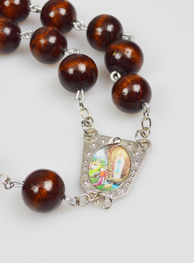 Gran Rosario de Lourdes de Pared en Madera Negra (pic 3)