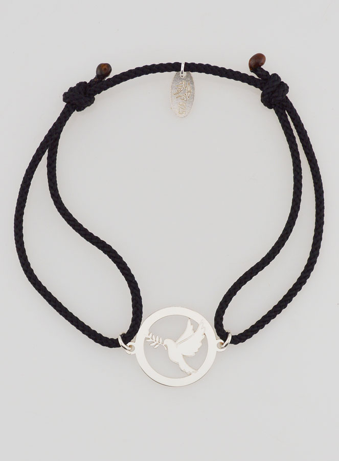 Pulsera plateada y cordón negro - Espíritu Santo (pic 1)