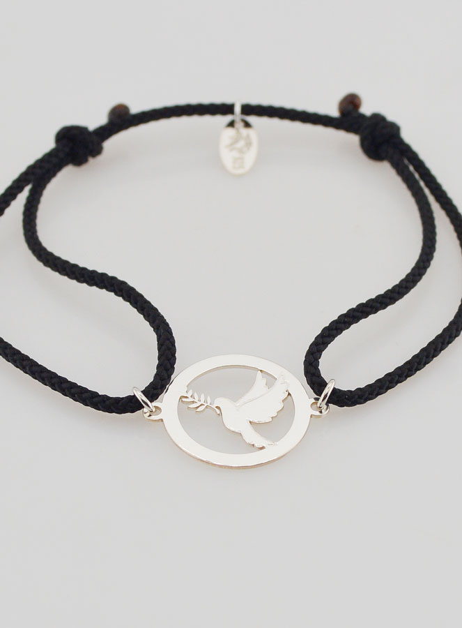 Pulsera plateada y cordón negro - Espíritu Santo (pic 2)