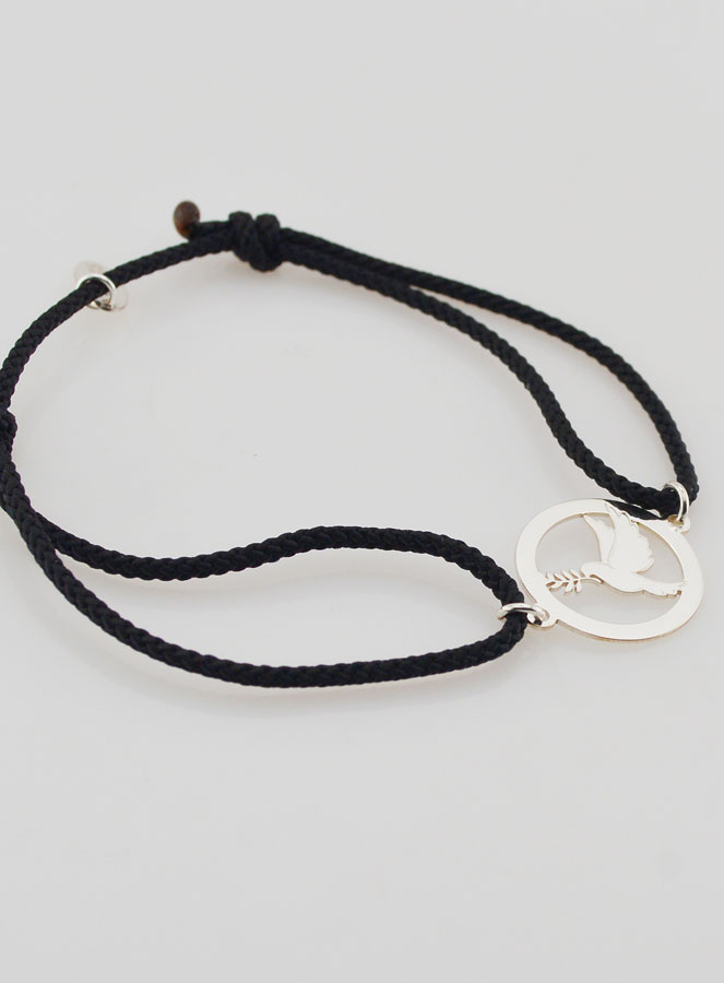 Pulsera plateada y cordón negro - Espíritu Santo (pic 3)