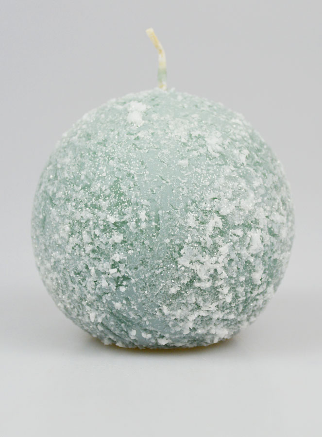Vela decorativa esférica escarchada de 8 cm - Verde (pic 1)