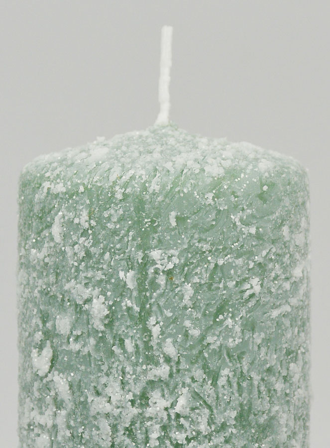 Vela navideña escarchada de 10 cm - Verde abeto (pic 3)