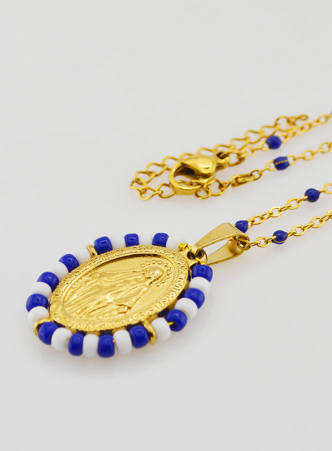 Medalla Milagrosa Marinera y Cadena con Perlas (pic 1)