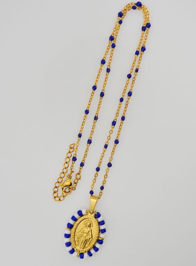 Medalla Milagrosa Marinera y Cadena con Perlas (pic 2)
