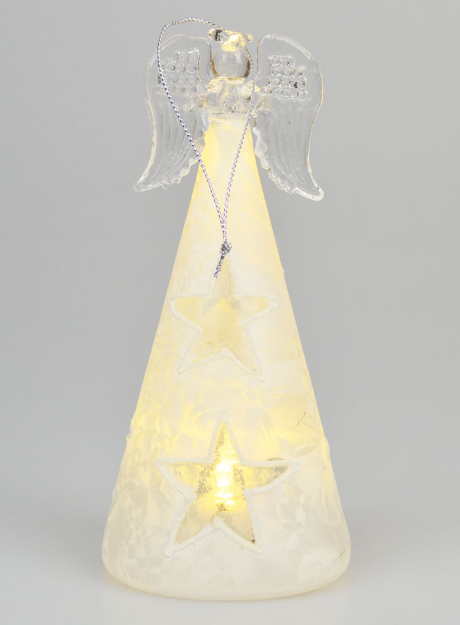 Ángel navideño de cristal iluminado de 15 cm - Estrellas (pic 4)