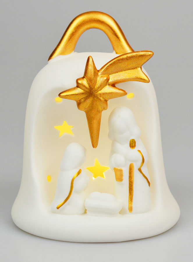 Estatua de la Natividad con Campana de Cristal Iluminada - 14 cm (pic 1)