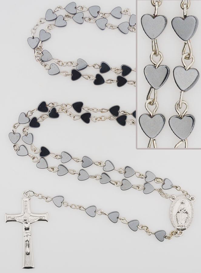 Rosario de la Virgen Milagrosa en Corazón de Hematita (pic 1)