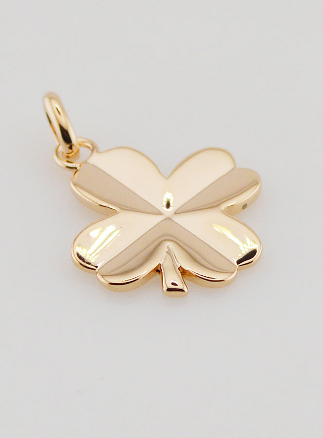 Colgante de trébol de 4 hojas chapado en oro - 17 mm (pic 3)