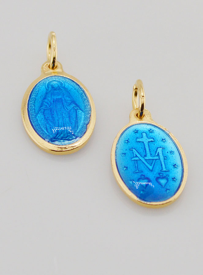 Medalla Milagrosa, plata doarada y esmalte bicolor - 17 mm (pic 2)