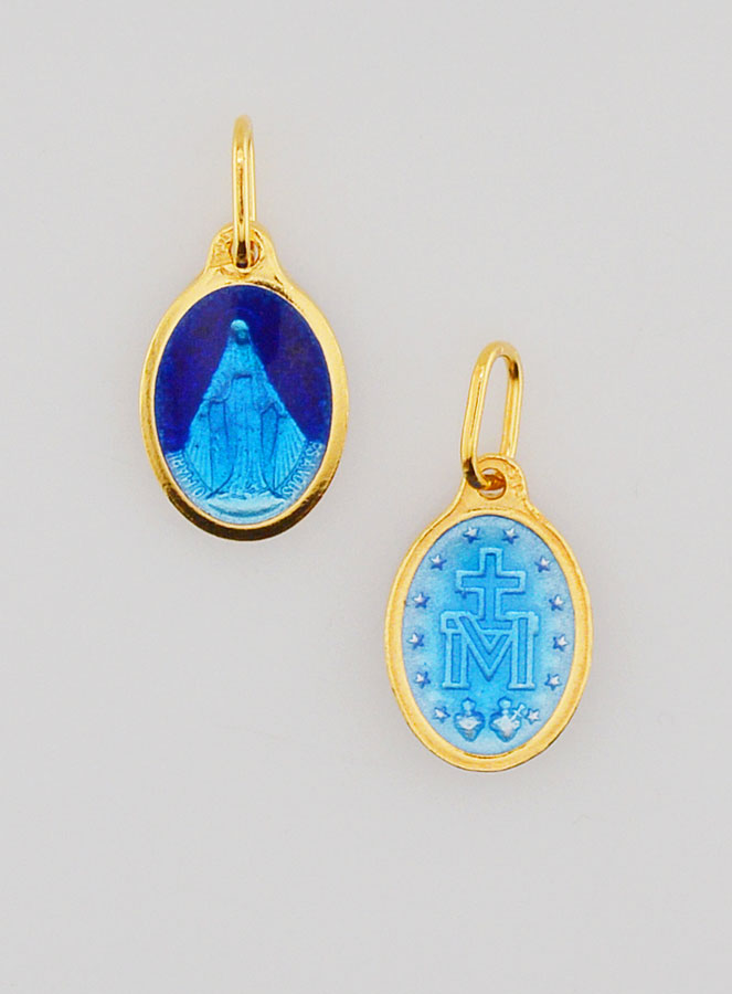 Medalla Milagrosa, plata doarada y esmalte bicolor - 10 mm (pic 1)