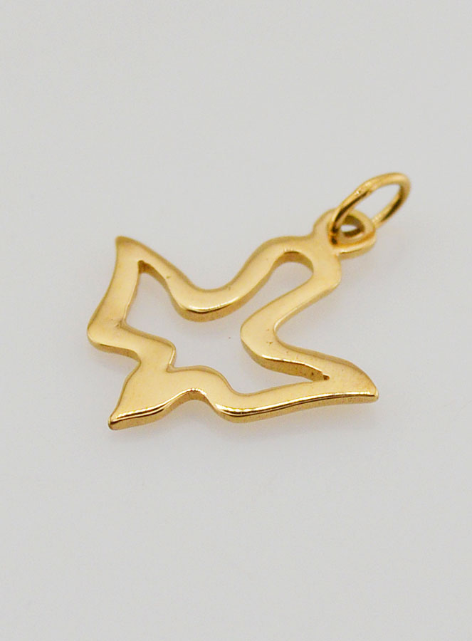 Medalla del Espíritu Santo en acero inoxidable bañada en oro (pic 3)