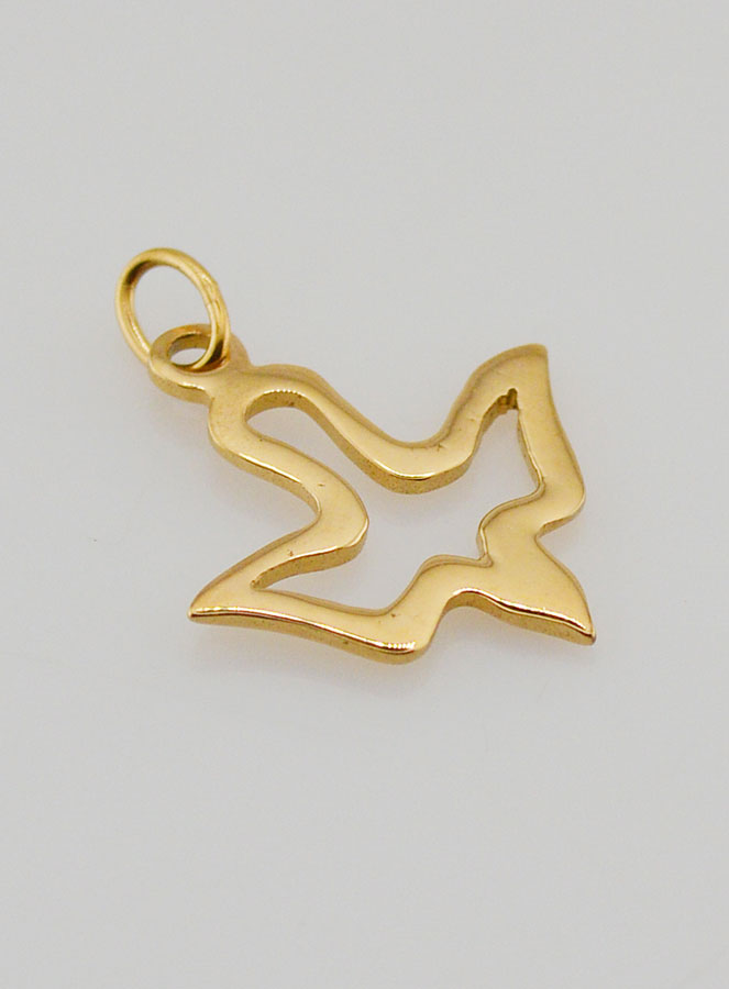 Medalla del Espíritu Santo en acero inoxidable bañada en oro (pic 4)