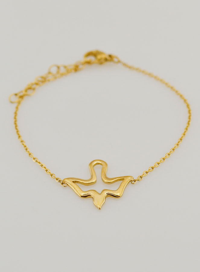 Pulsera del Espíritu Santo, diseño calado, acero inoxidable bañado en oro (pic 2)