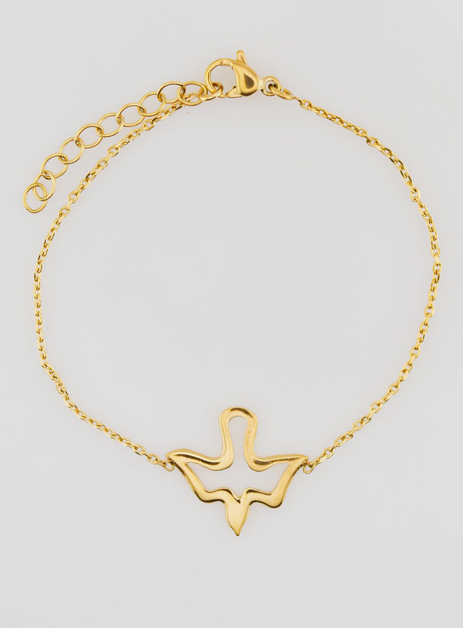 Pulsera de confirmación del Espíritu Santo de acero inoxidable bañada en oro (pic 1)