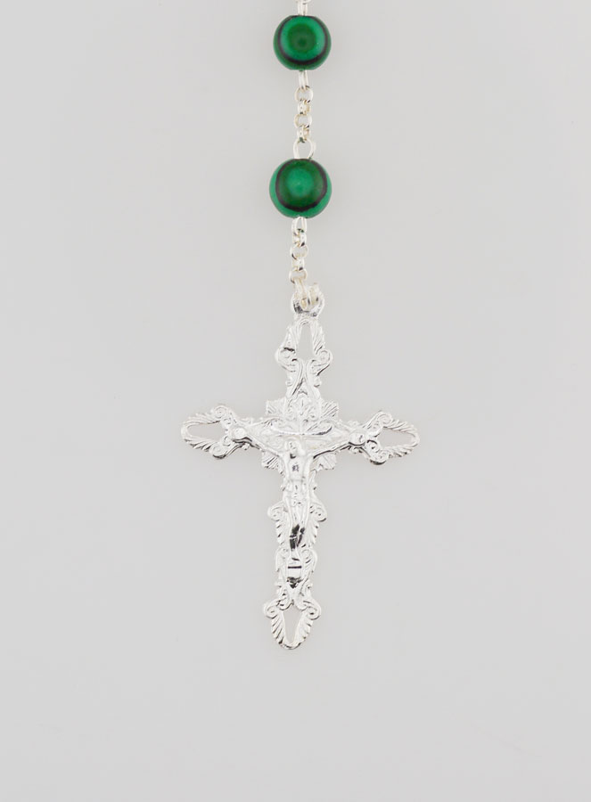 Terço Virgem Milagrosa Prata 925 & Malaquita (pic 3)