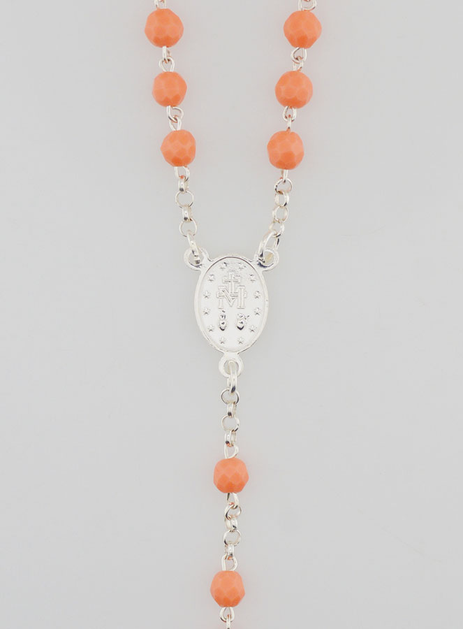 Rosario de la Virgen Milagrosa en plata de ley 925 y coral (pic 4)