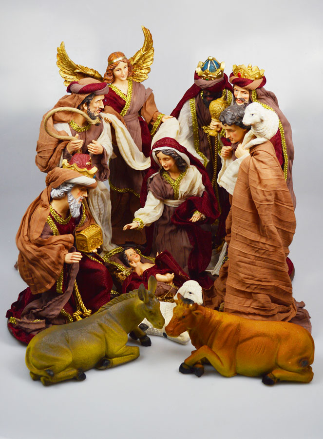 Gran Belén Navideño con 11 Figuras y Tela - 40cm (pic 1)