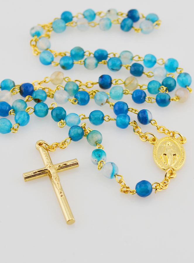 Rosario de la Medalla Milagrosa en Ágata - Cadena de Oro (pic 2)