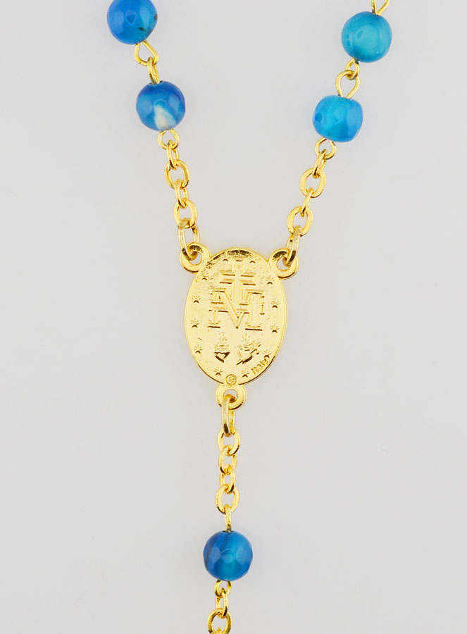 Rosario de la Medalla Milagrosa en Ágata - Cadena de Oro (pic 4)