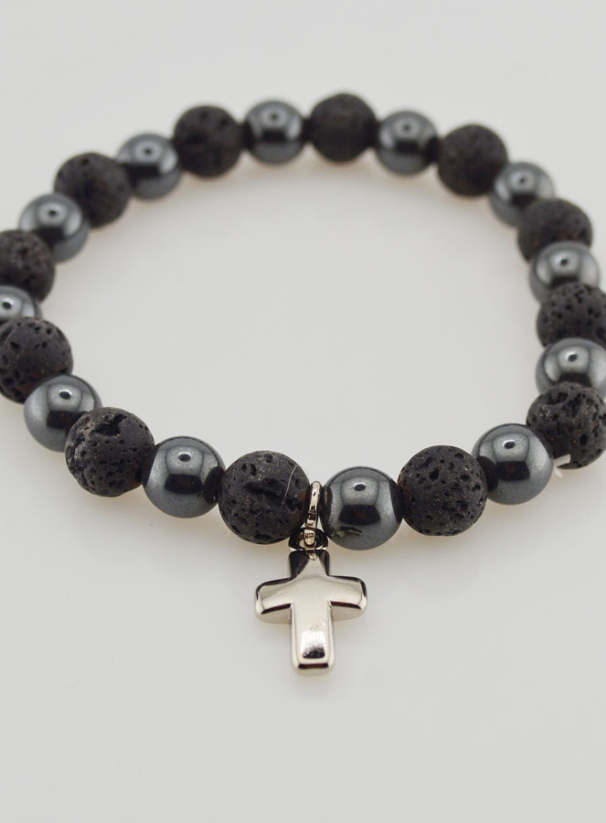 Pulsera de Piedras Naturales - Piedra de Lava y Hematita (pic 2)