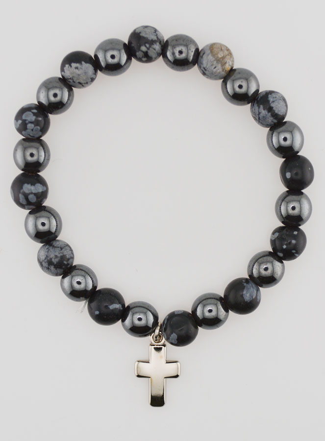 Pulsera en Piedras Naturales - Obsidiana de Nieve y Hematita (pic 1)