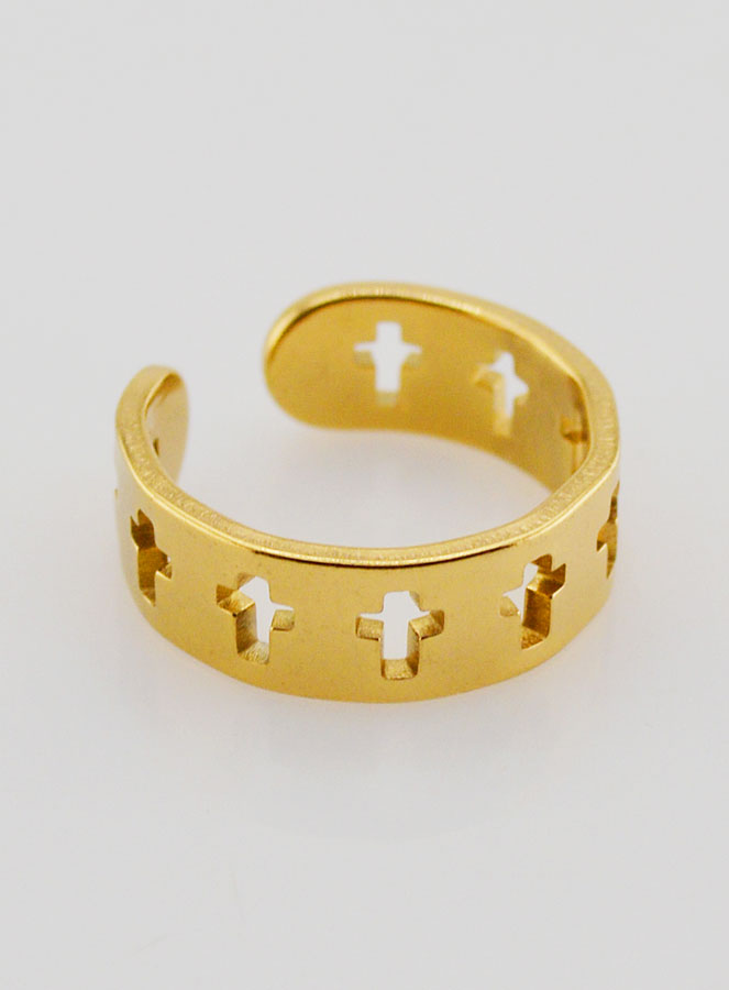Anillo Religioso Ajustable en Acero Inoxidable Dorado (pic 3)