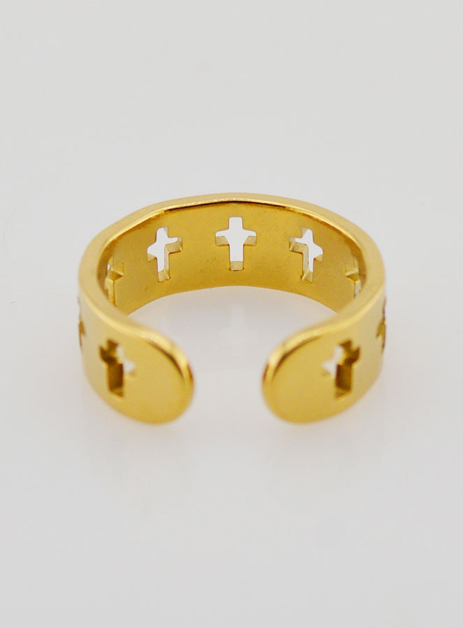 Anillo Religioso Ajustable en Acero Inoxidable Dorado (pic 4)