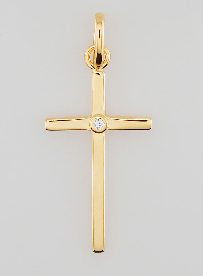 Colgante de cruz bañado en oro y circonita (pic 1)