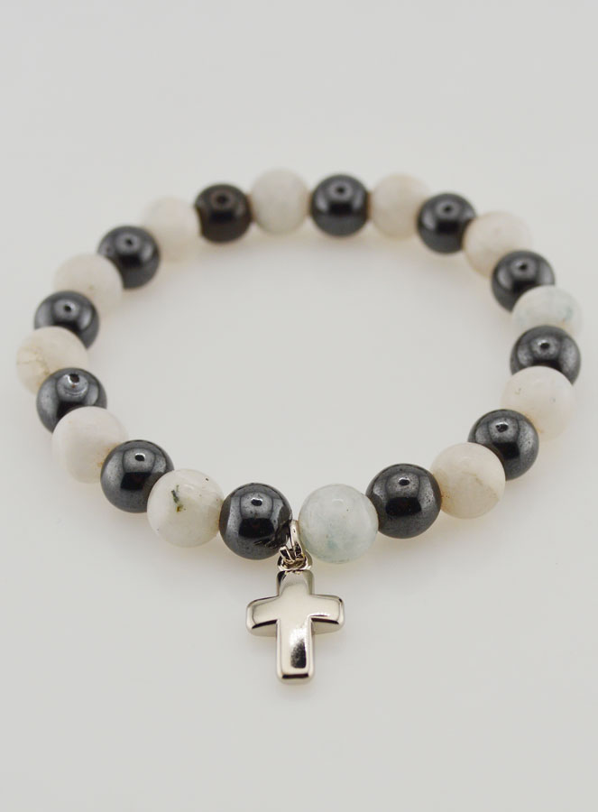 Pulsera de Piedras Naturales - Hematita y Piedra Lunar (pic 2)