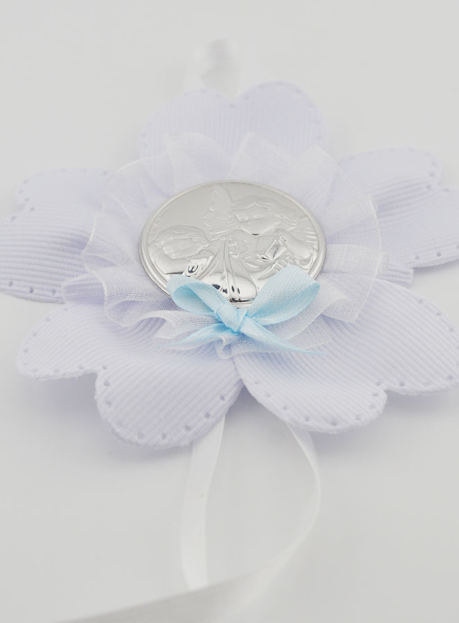 Regalo de Bautizo - Medalla de Cuna con Flores - Ángel de la Guarda (pic 2)