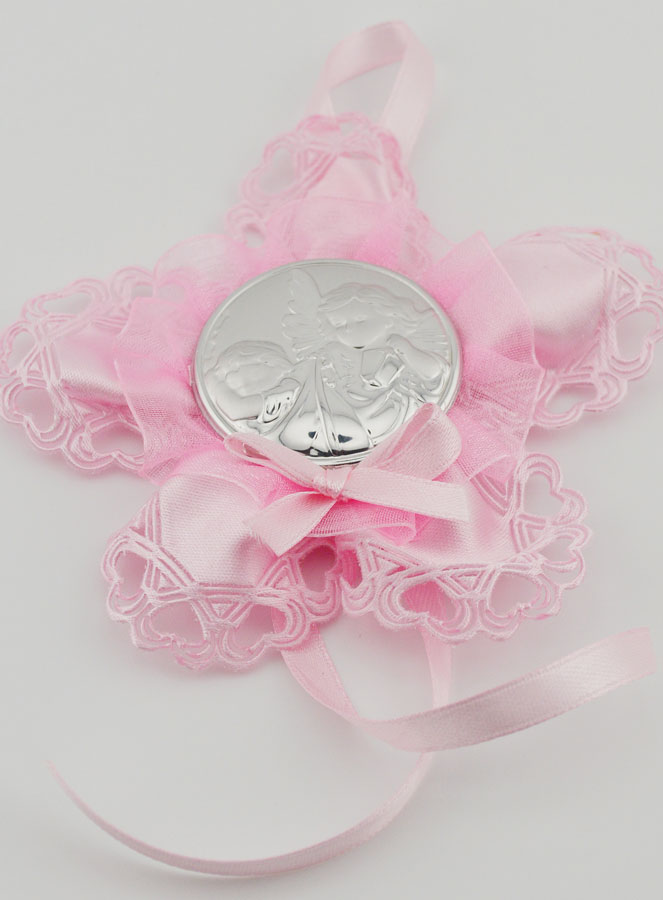 Regalo de Bautismo - Medalla de Cuna de Flores - Ángel de la Guarda (pic 2)