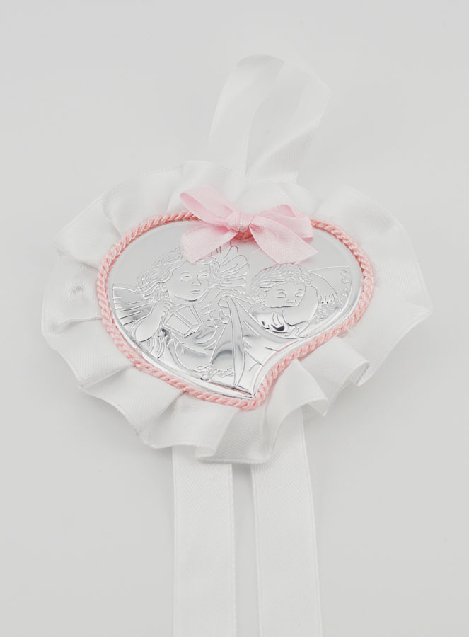 Regalo de Bautizo - Medalla de Cuna con Corazón y Ángel de la Guarda (pic 2)